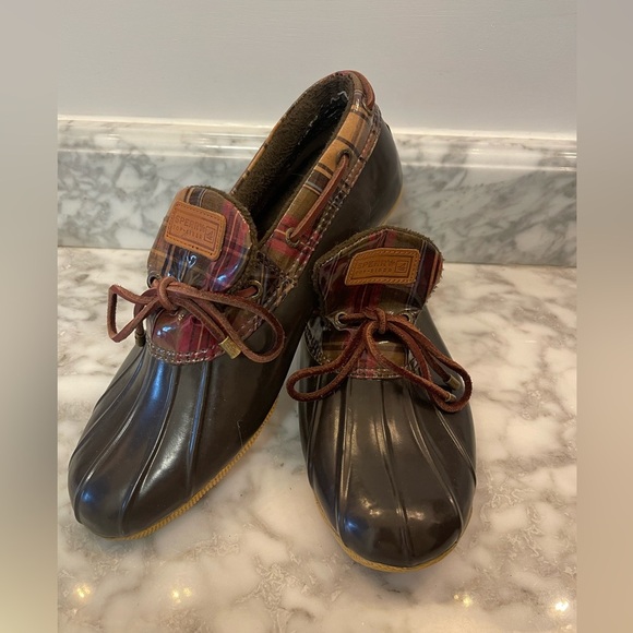 Vintage Sperry Topsider plaid Ankle Duck Boots Size 9 - Picture 2 of 6